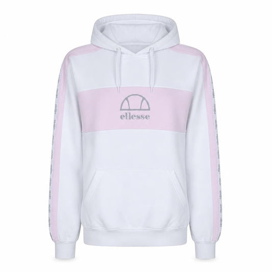 Ellesse Womens White Pink Hoodie UK 10 Pullover Logo Hooded Sweatshirt