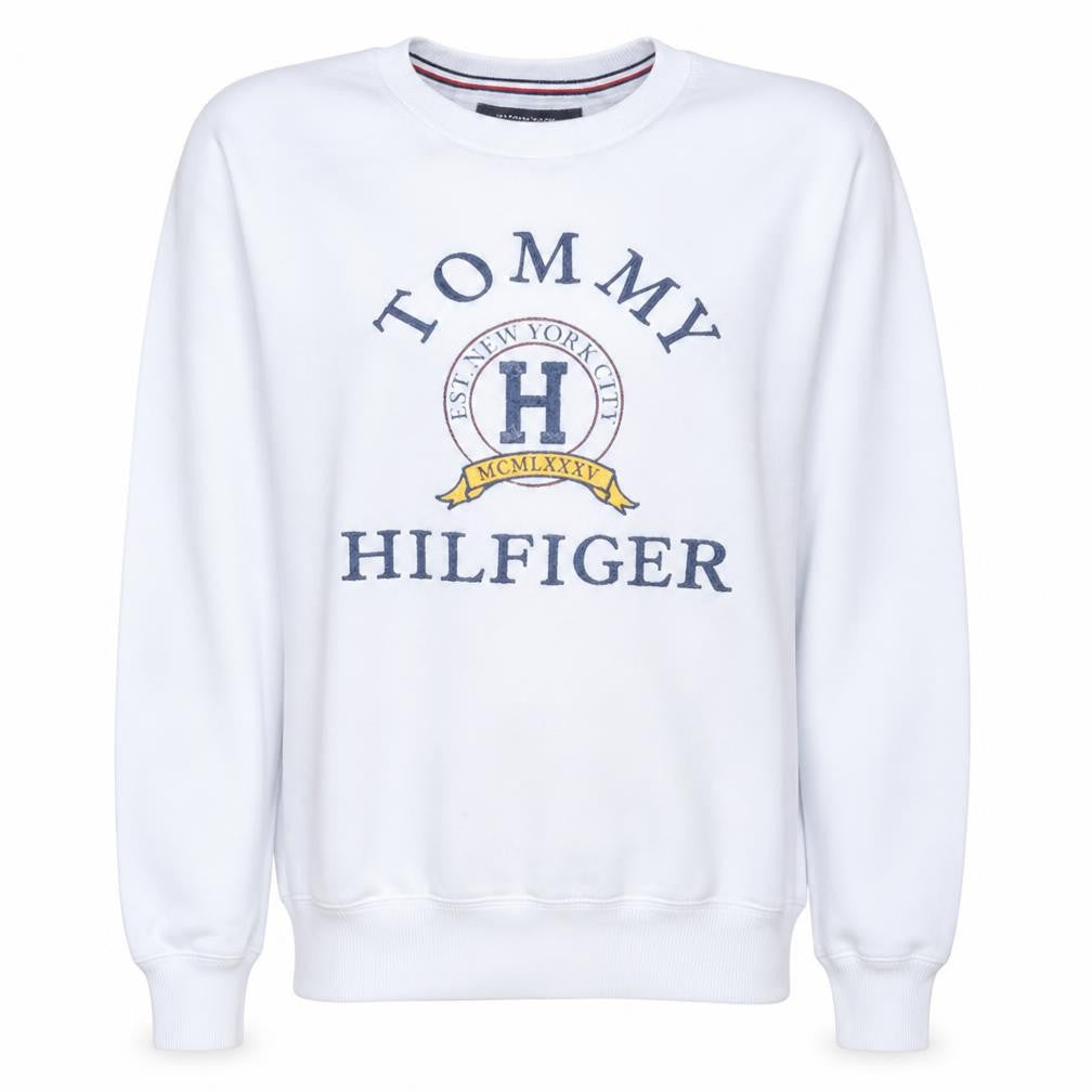 Tommy Hilfiger Men's White Crew Neck Pullover Sweatshirt S