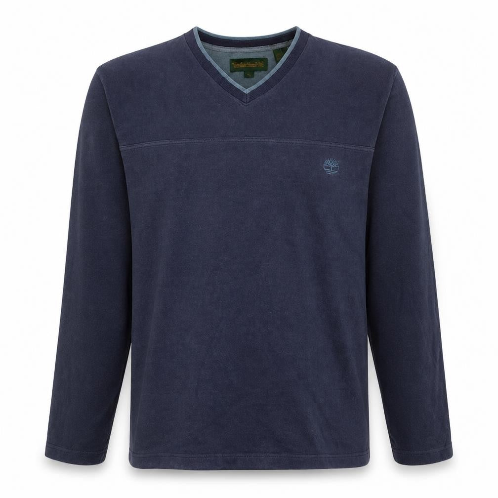 Timberland Men's Blue V-Neck Cotton Pullover Sweatshirt L