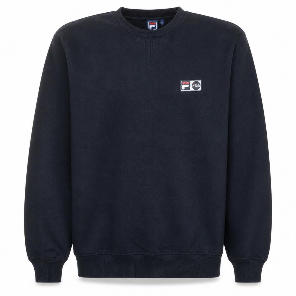 Fila Men's Black Small Crew Neck Sweatshirt Logo Cotton Blend