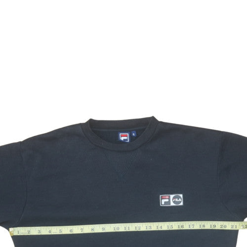 Fila Men's Black Small Crew Neck Sweatshirt Logo Cotton Blend