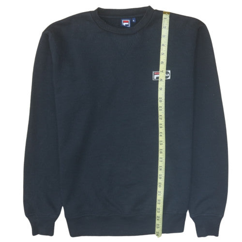 Fila Men's Black Small Crew Neck Sweatshirt Logo Cotton Blend