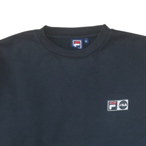 Fila Men's Black Small Crew Neck Sweatshirt Logo Cotton Blend