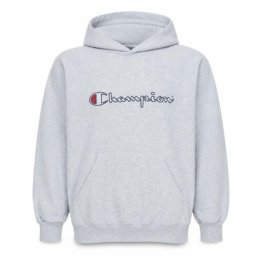 Champion Mens Grey Pullover Hoodie M Classic Logo Fleece Sweatshirt