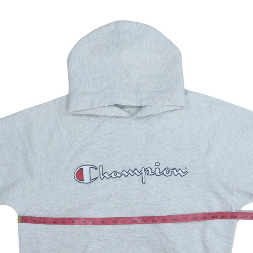 Champion Mens Grey Pullover Hoodie M Classic Logo Fleece Sweatshirt