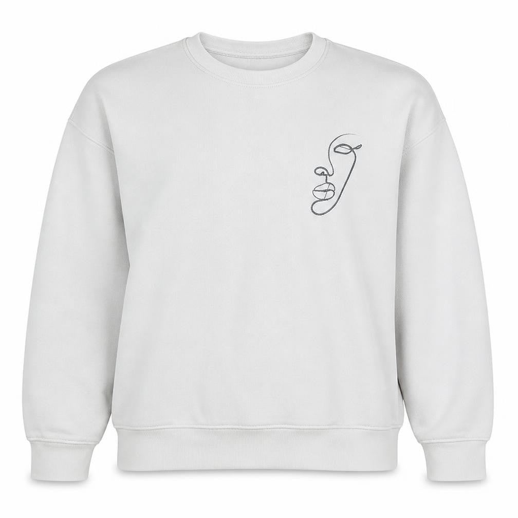 Primark Women White Embroidered Face Pullover Sweatshirt M