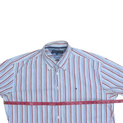 Tommy Hilfiger Men's Blue Striped Button-Down Cotton Shirt 2XL