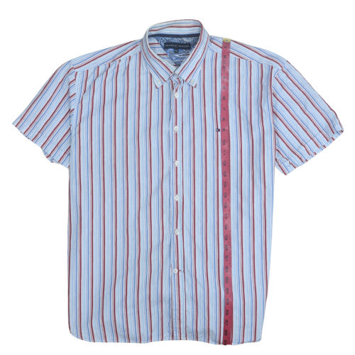 Tommy Hilfiger Men's Blue Striped Button-Down Cotton Shirt 2XL