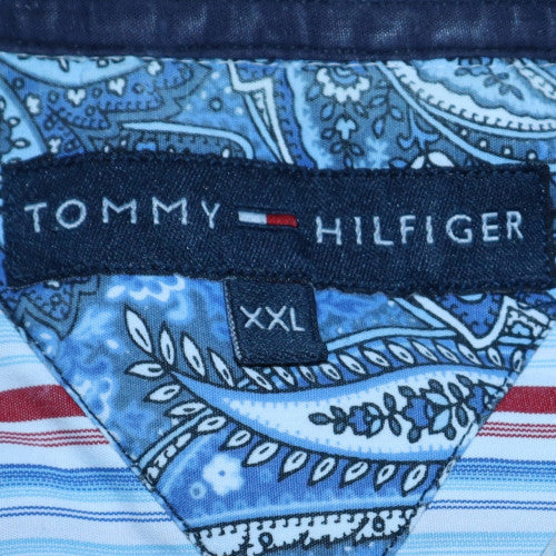 Tommy Hilfiger Men's Blue Striped Button-Down Cotton Shirt 2XL