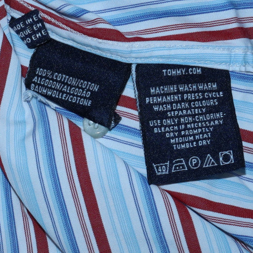Tommy Hilfiger Men's Blue Striped Button-Down Cotton Shirt 2XL