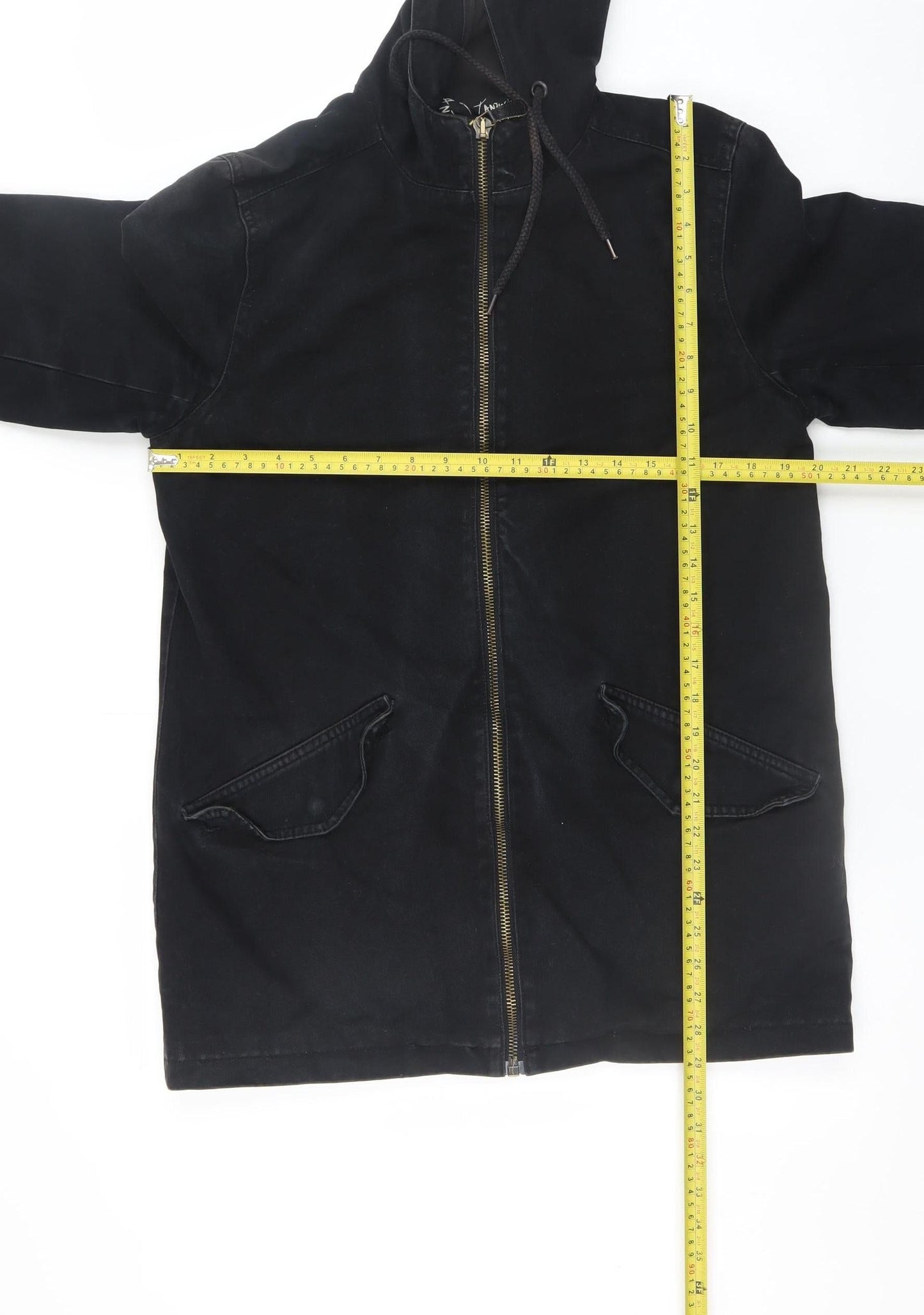 Antioch Men's Black Cotton Hooded Parka Jacket Size S