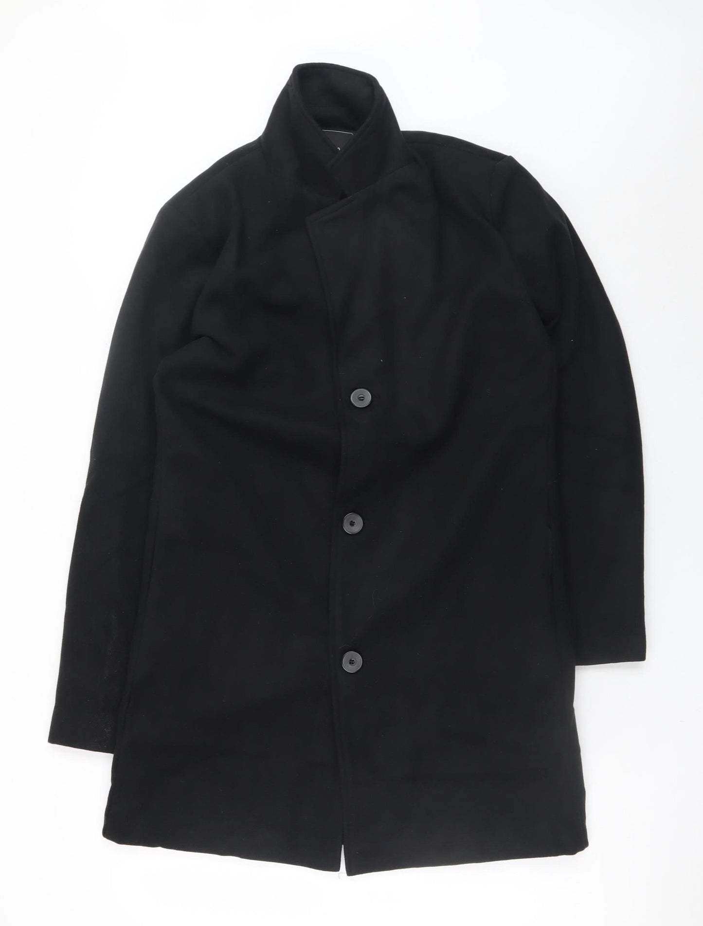 Fashion Men's Black XL Mid-Length Polyester Overcoat
