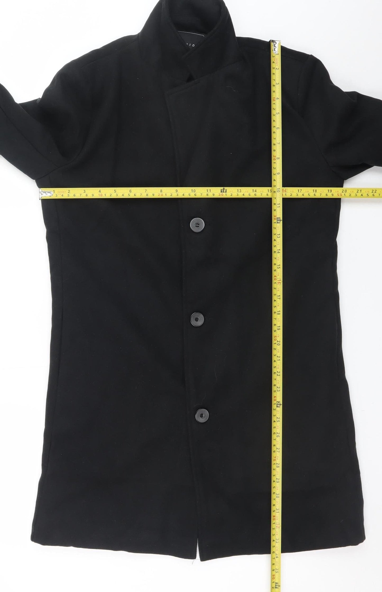 Fashion Men's Black XL Mid-Length Polyester Overcoat