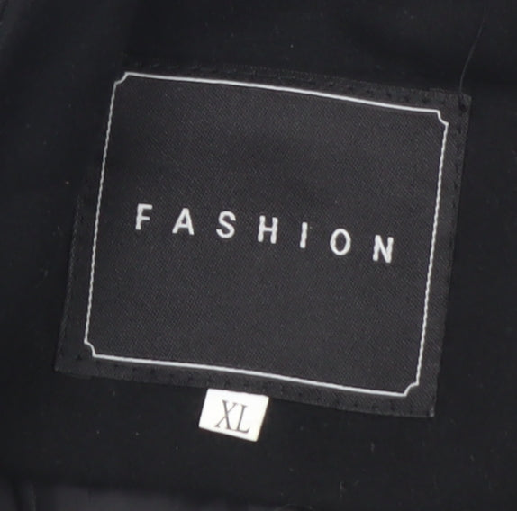 Fashion Men's Black XL Mid-Length Polyester Overcoat