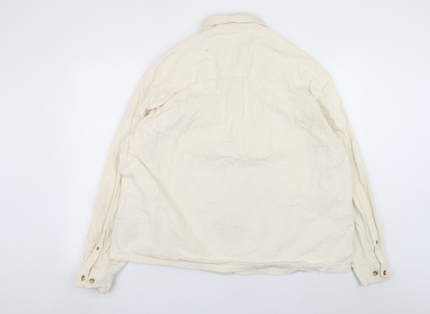 ASOS DESIGN Men's Ivory Corduroy Button-Up Shirt Size M