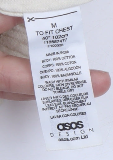 ASOS DESIGN Men's Ivory Corduroy Button-Up Shirt Size M