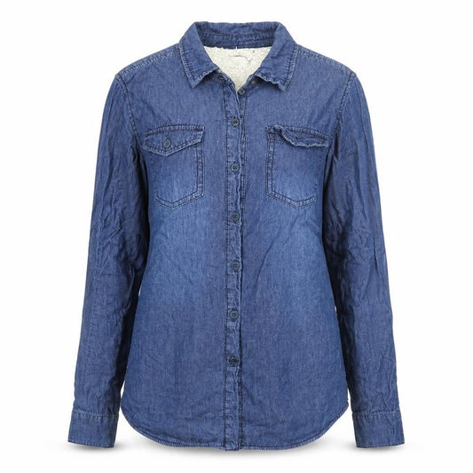 Ci Sono Women's Blue Denim Button-Up Long Sleeve Shirt M