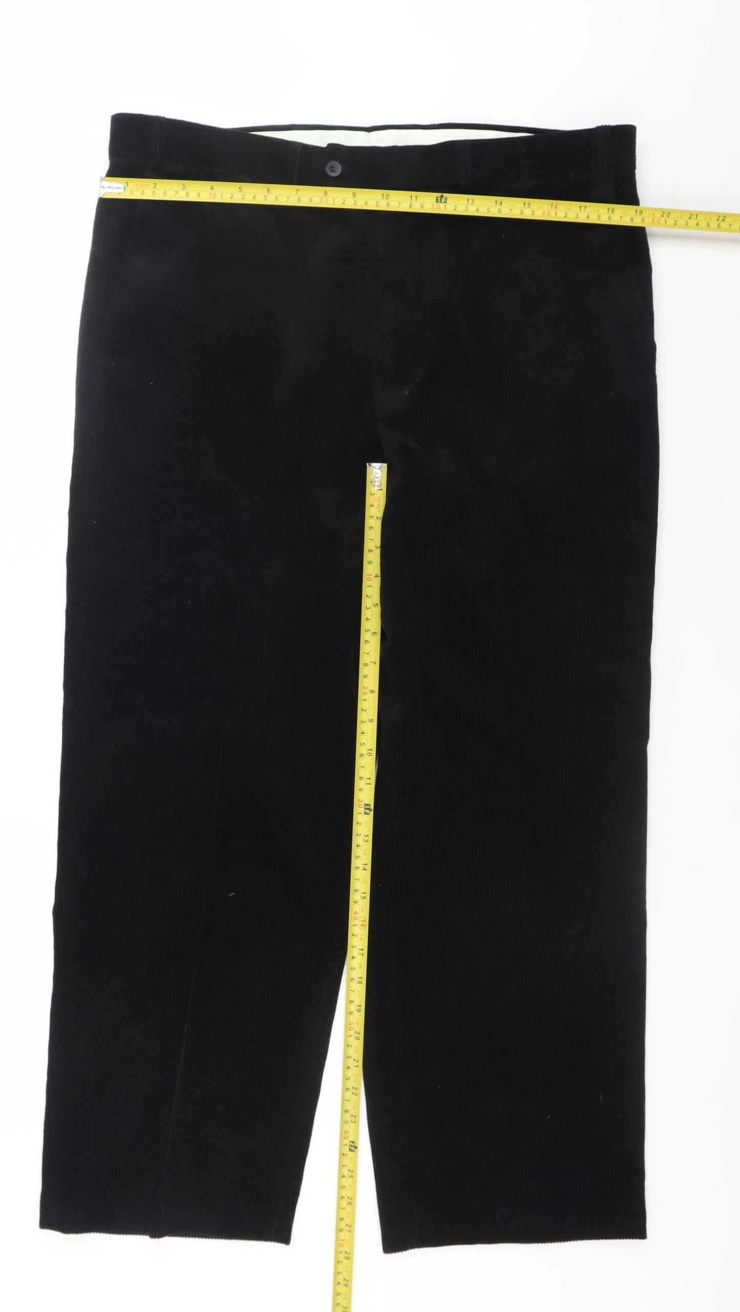 EWM Men's Black Corduroy Trousers Size 38W 31L Regular Fit