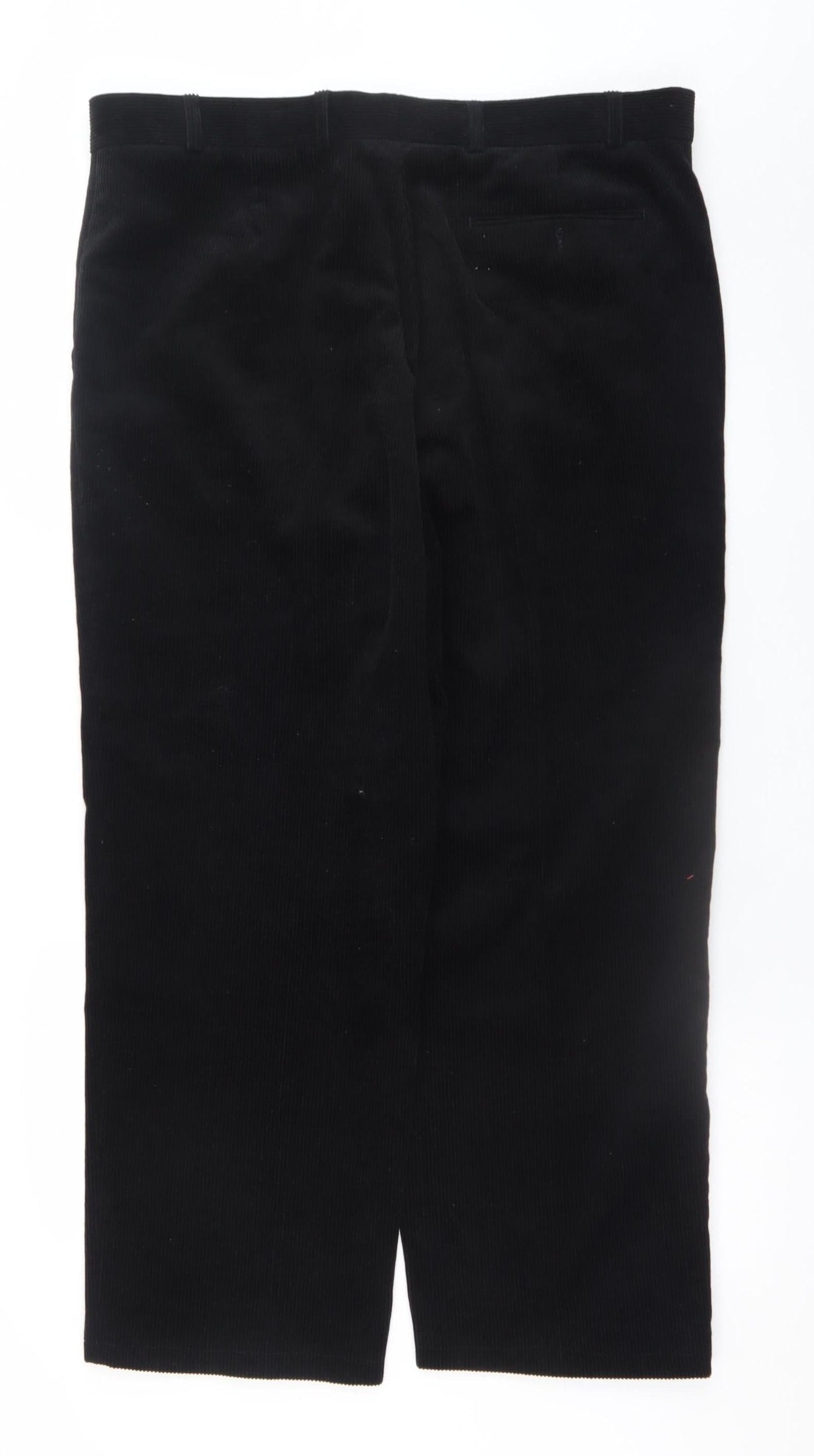 EWM Men's Black Corduroy Trousers Size 38W 31L Regular Fit