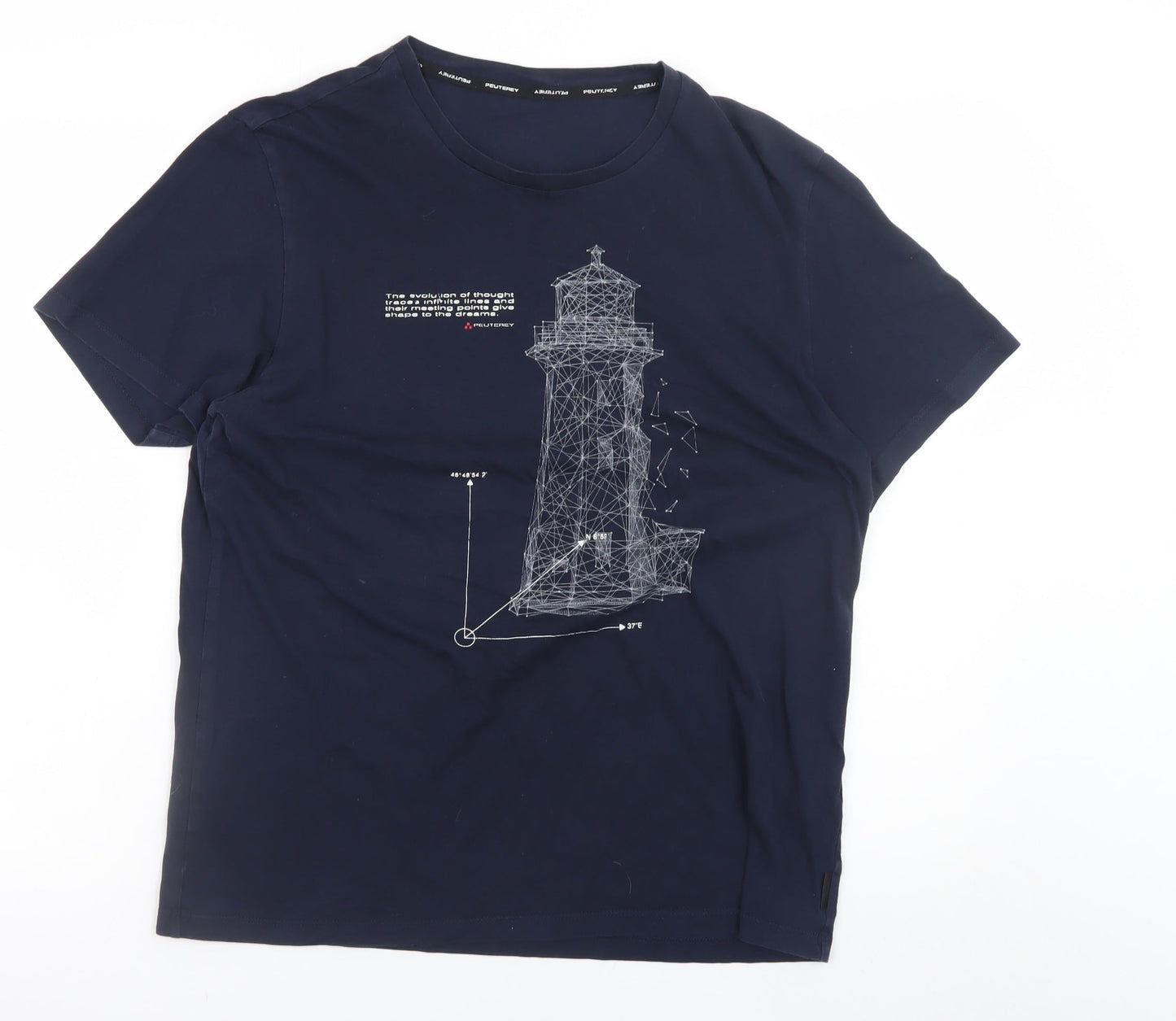Peuterey Men's Blue Nautical Graphic Cotton T-Shirt Size L