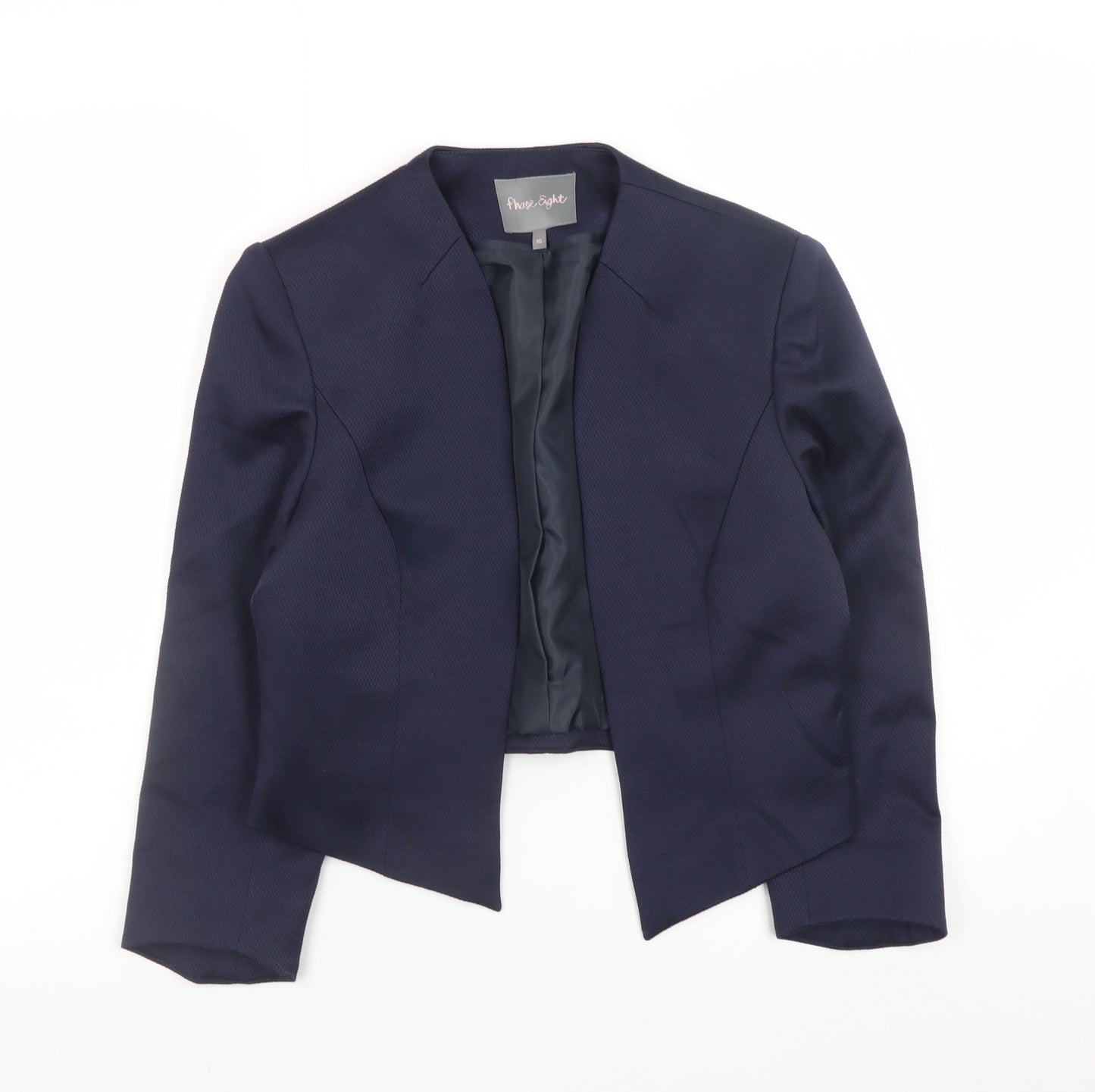 Phase Eight Women's Blue Size 10 Collarless Lined Blazer Jacket