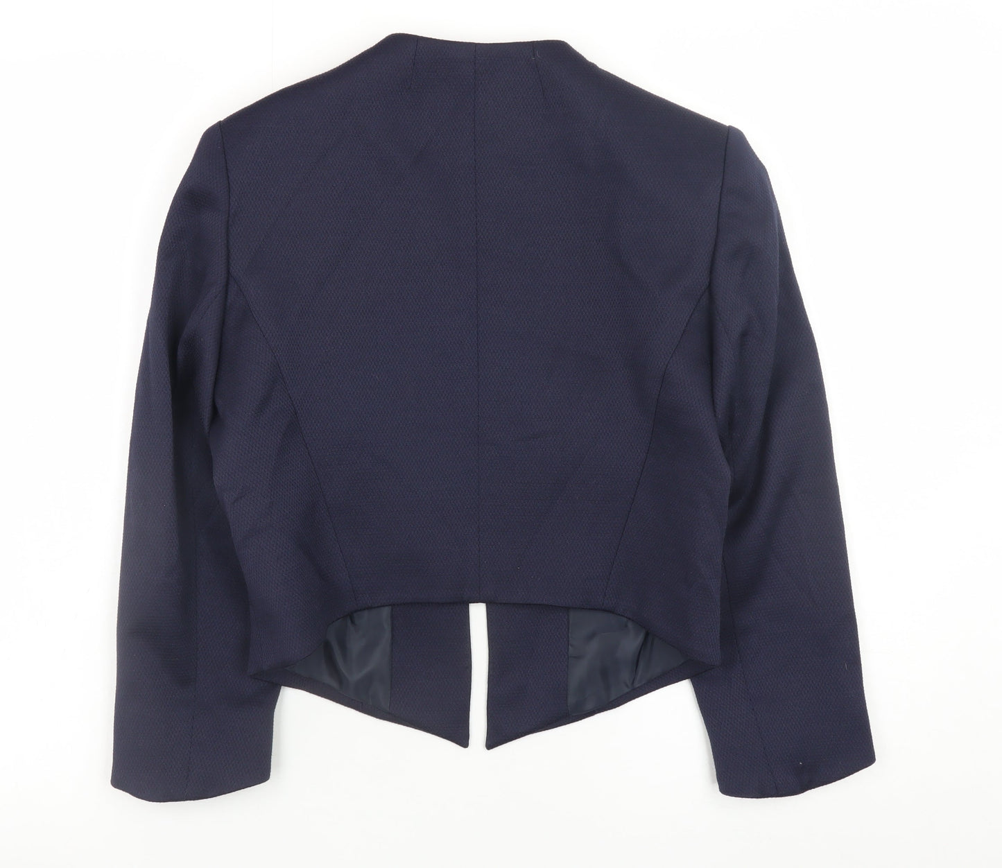 Phase Eight Women's Blue Size 10 Collarless Lined Blazer Jacket