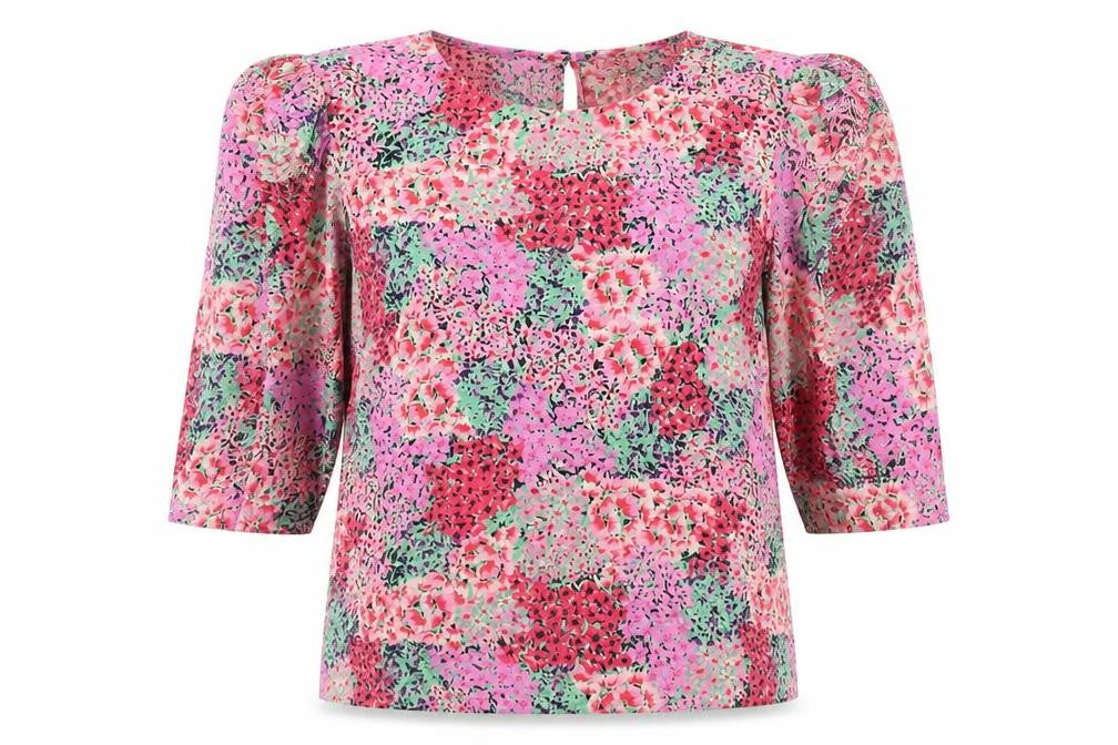 River Island Women’s Multicoloured Floral Puff Sleeve Tunic Blouse Size 10