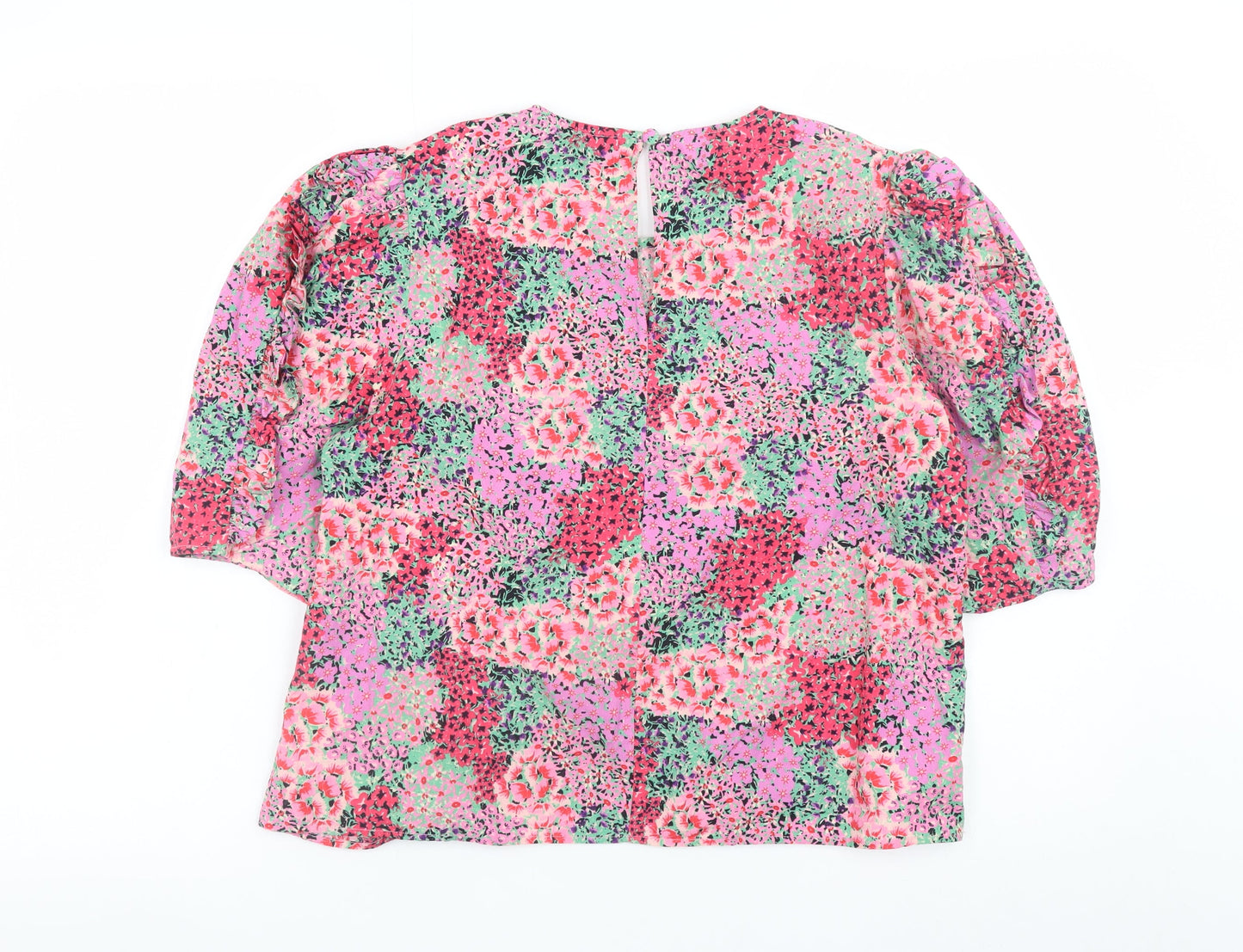 River Island Women’s Multicoloured Floral Puff Sleeve Tunic Blouse Size 10