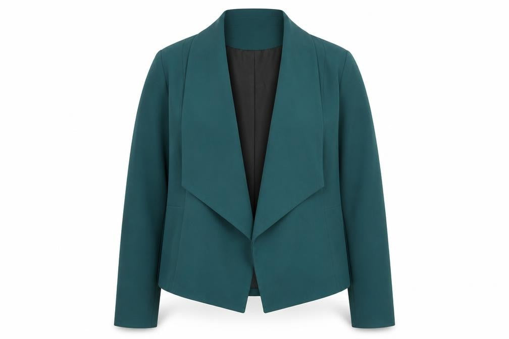 Front view of Dorothy Perkins Women’s Green Blazer Jacket, size UK 18, Lined Office Style