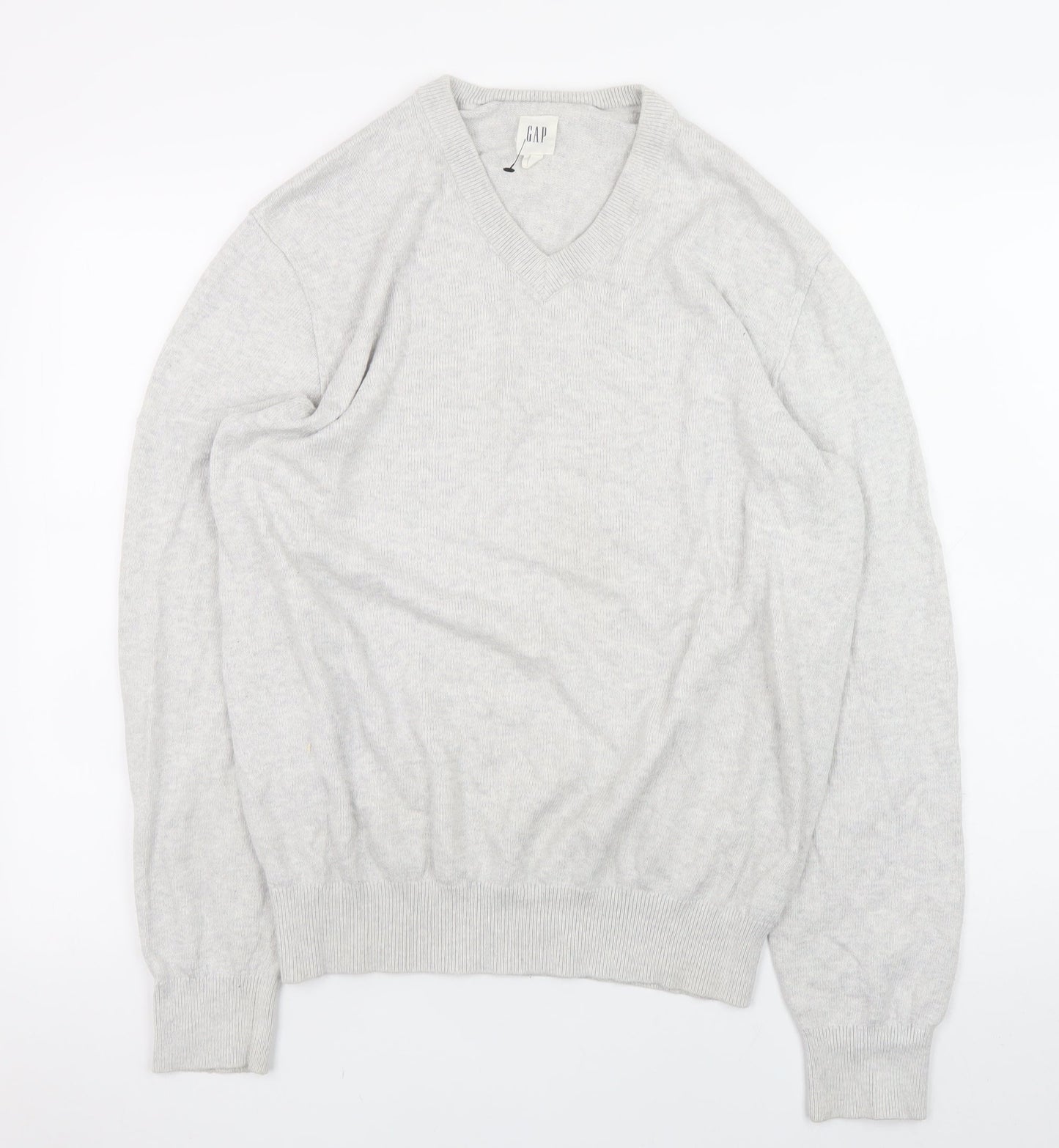 GAP Men’s Grey V-Neck Cotton Blend Pullover Jumper Size M