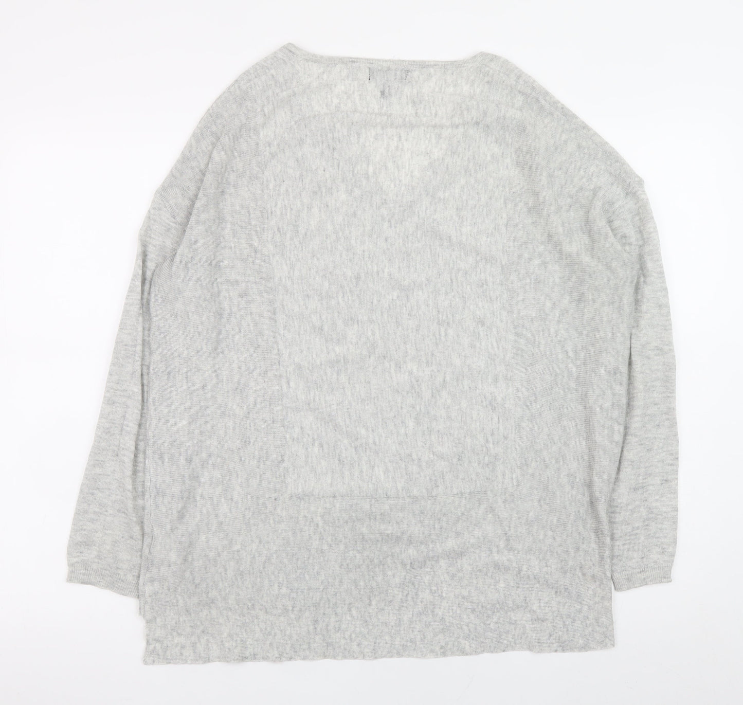 Topshop Women Grey V-Neck Pullover Jumper Size 8 Lightweight Knit