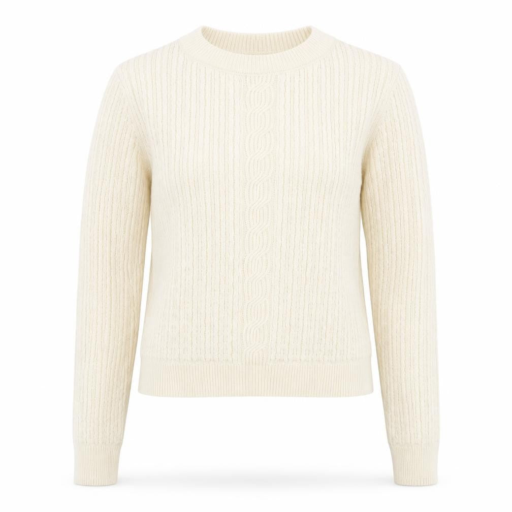 Front view of LK Bennett Women’s Ivory Cable-Knit Wool Cotton Jumper XS