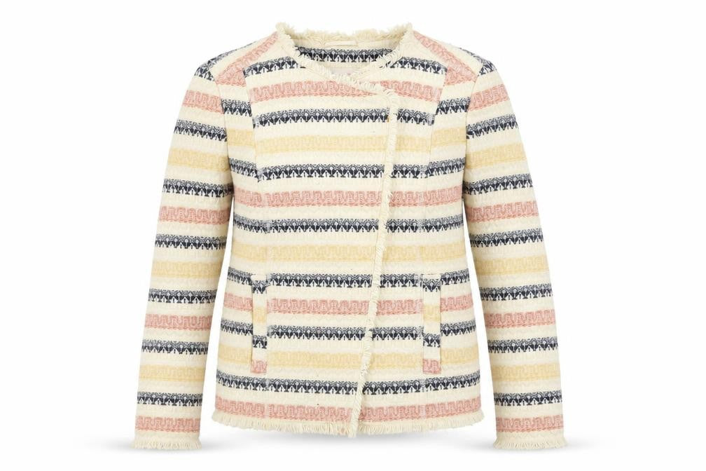 Marks & Spencer Women’s Multicoloured Striped Cotton Blend Jacket Size 14