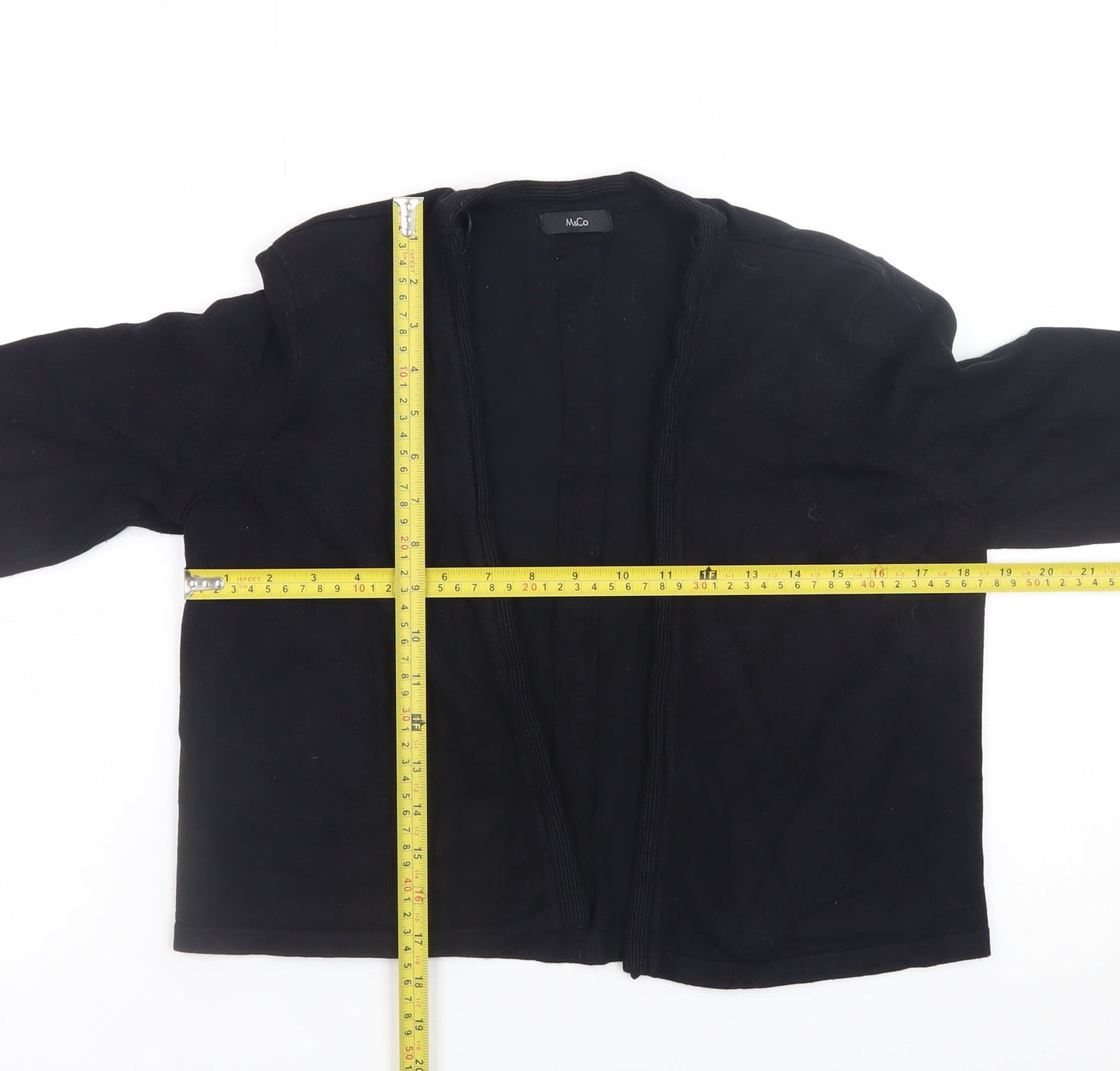 M&Co Women’s Black Size 12 Open Front Long Sleeve Cardigan