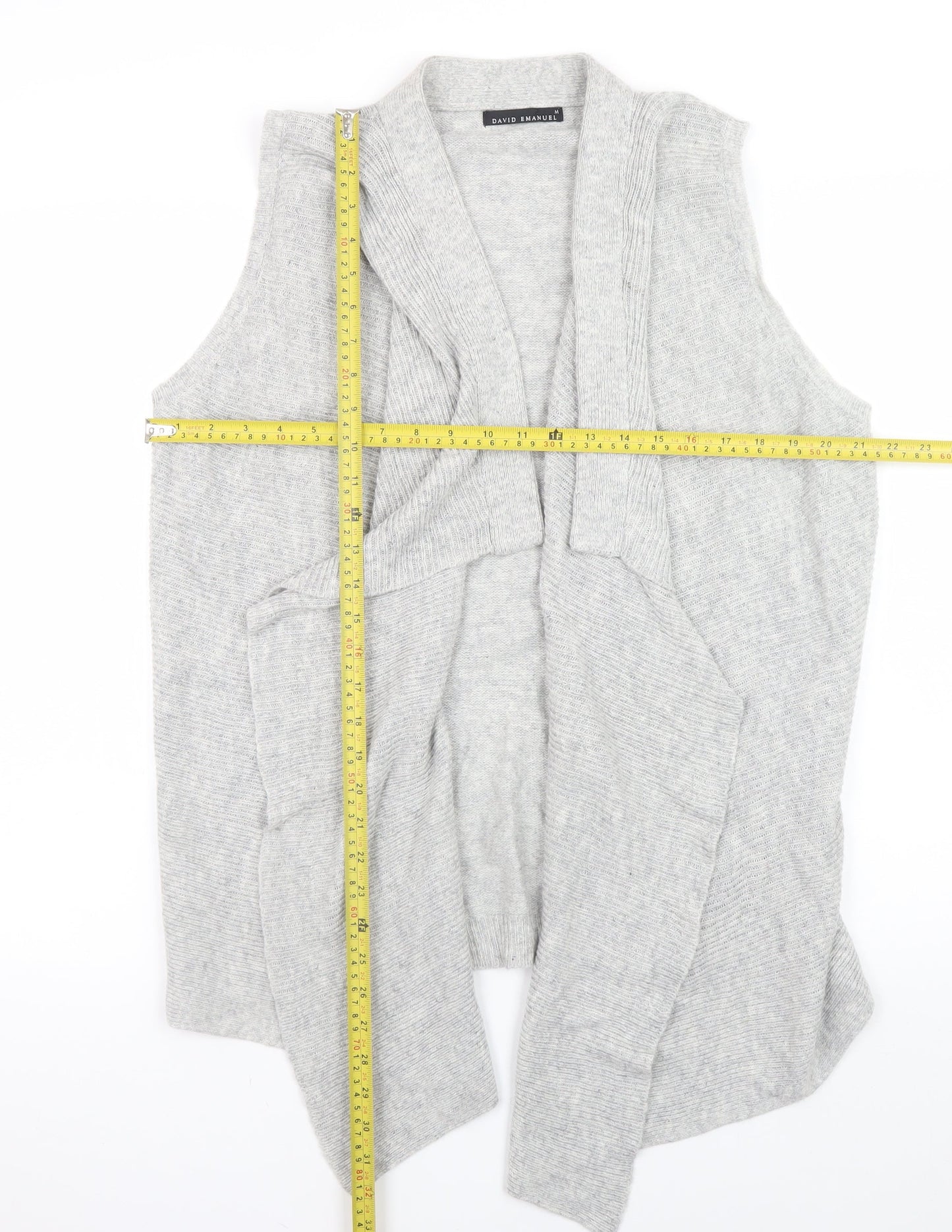 David Emanuel Women's Grey Sleeveless Wrap Knit Cardigan M