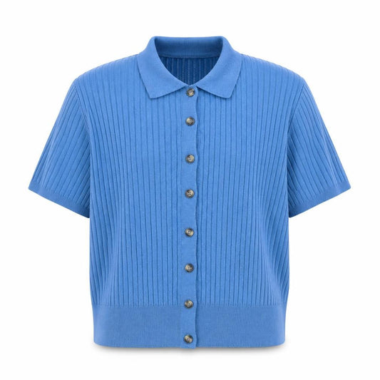 Marks and Spencer Men’s Blue Knit Polo Shirt Size L Short Sleeve