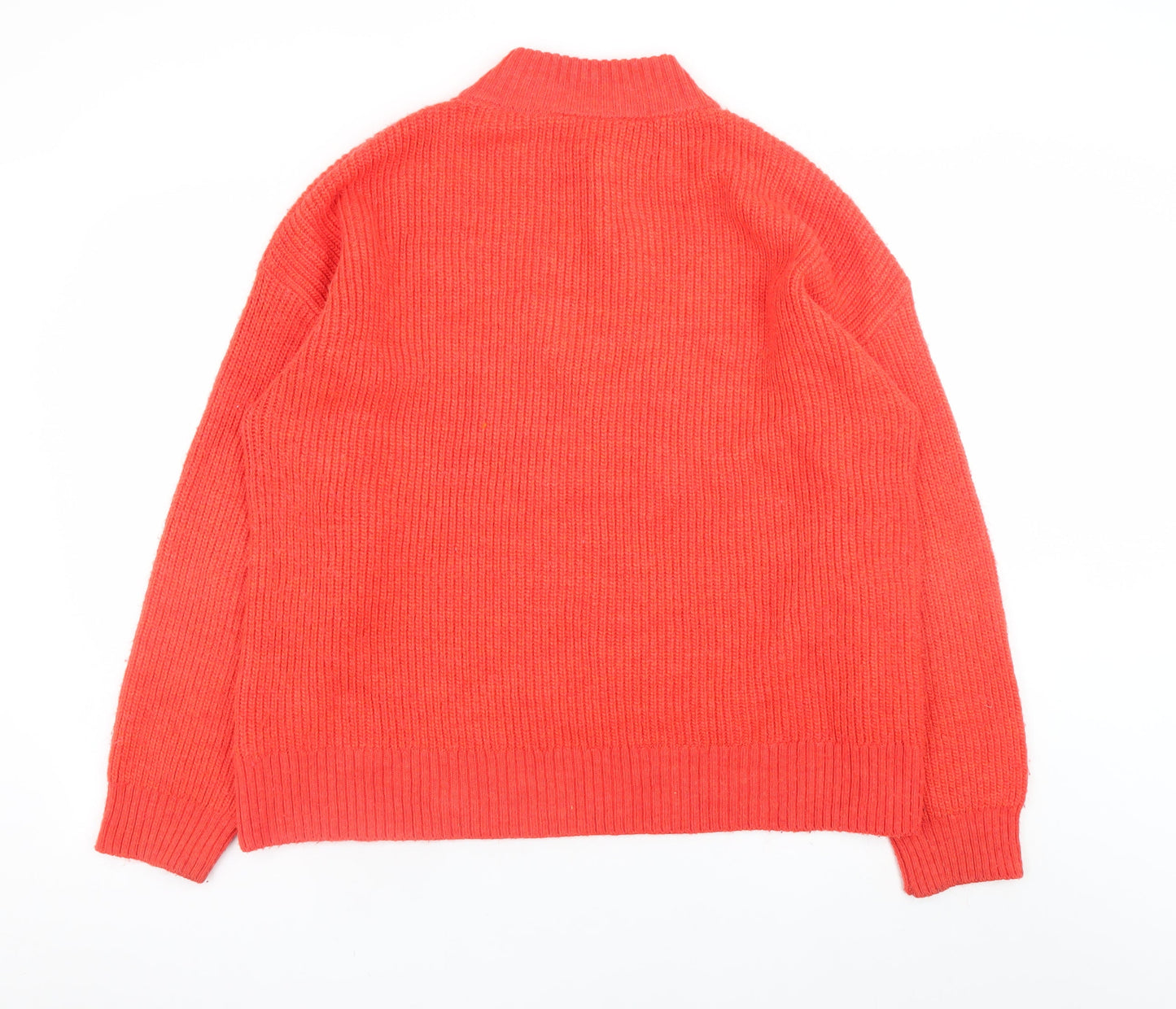 Marks and Spencer Women's Red Mock Neck Half Zip Knit Jumper Size 16