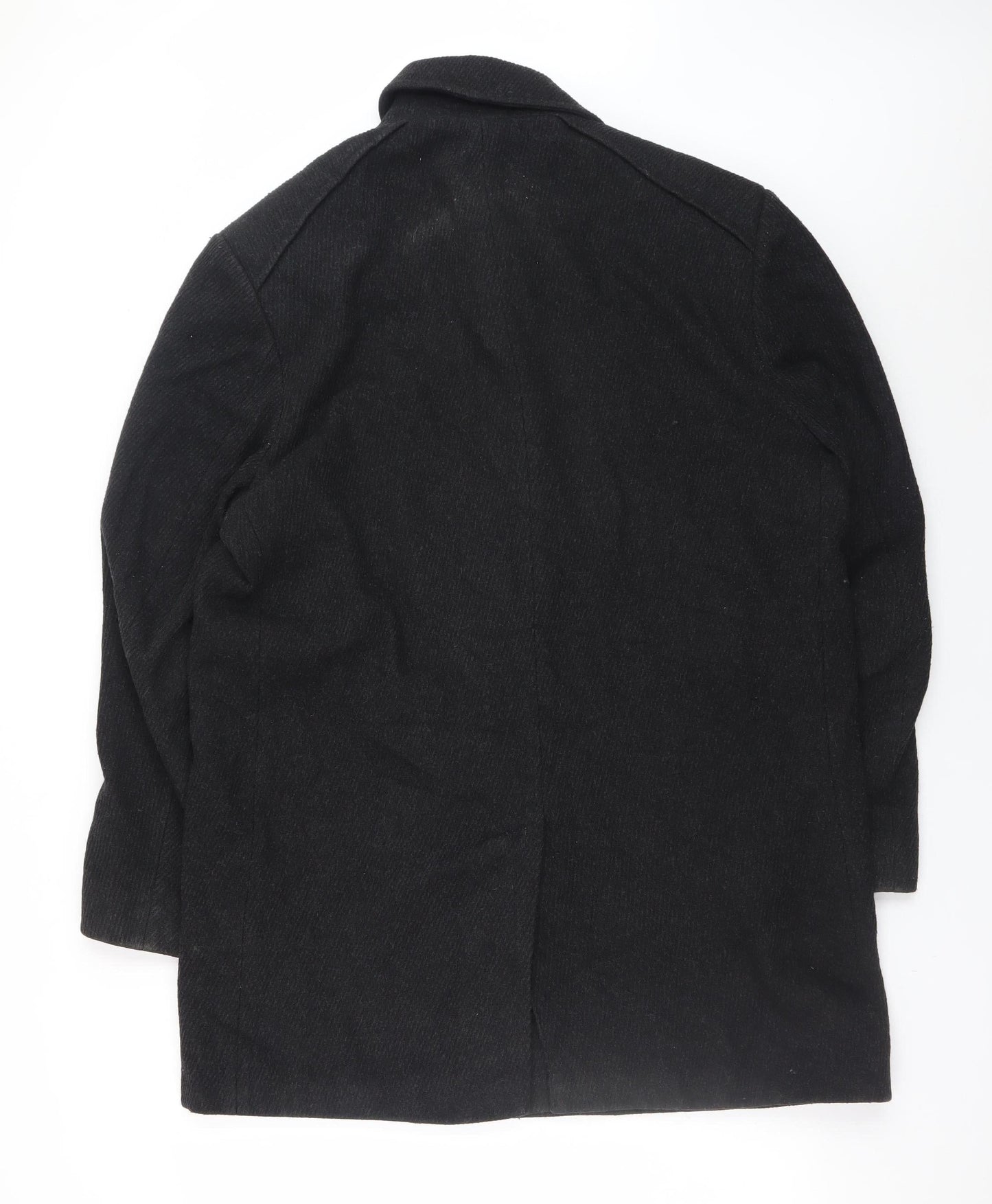 Karl Jackson Men's Black Wool Overcoat Large Classic Style