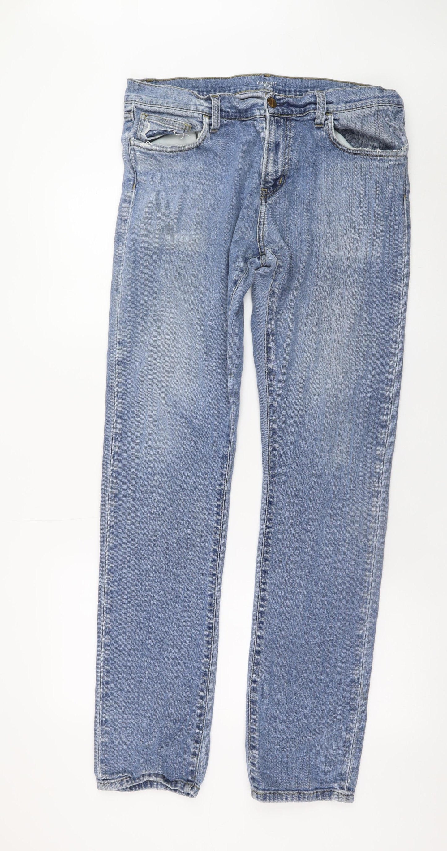 Carhartt Men Blue Rebel Pant 34x34 Slim Straight Denim Jeans