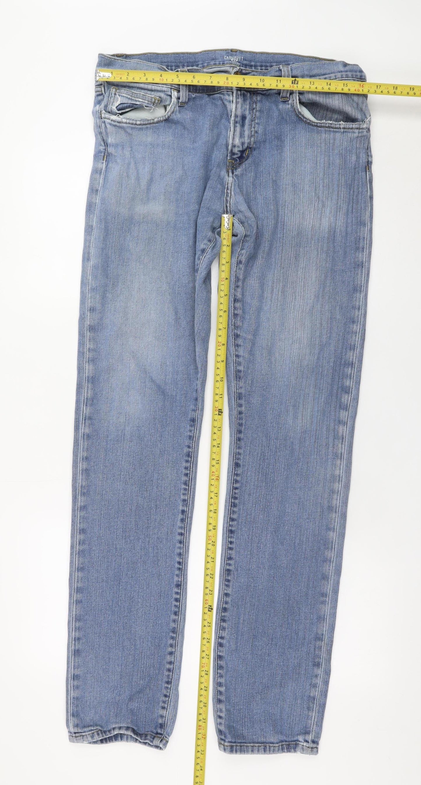 Carhartt Men Blue Rebel Pant 34x34 Slim Straight Denim Jeans