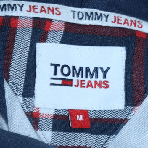 Tommy Jeans Men's Blue Check Pattern Pullover Hoodie Size M
