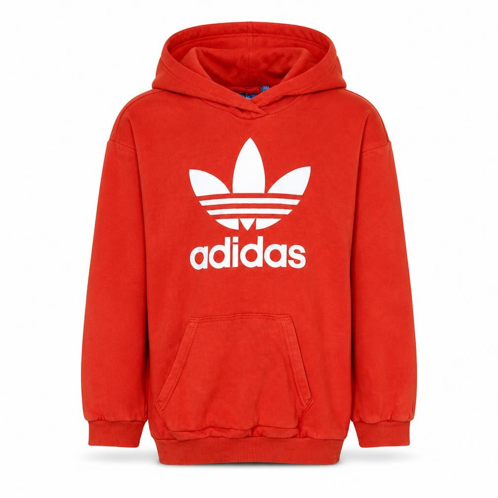 Adidas Womens Red Trefoil Pullover Hoodie Size 14 Cotton Blend