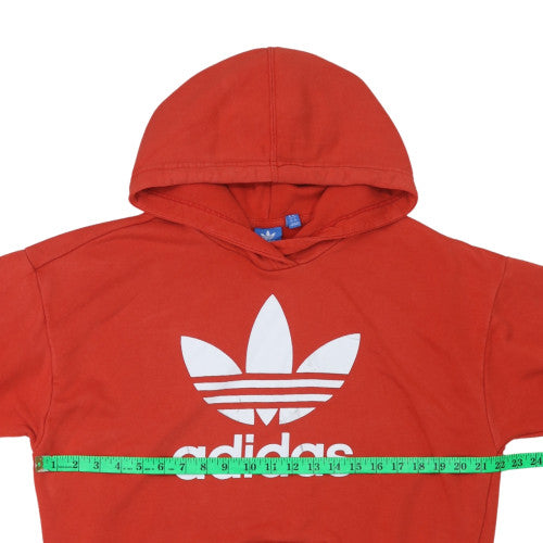 Adidas Womens Red Trefoil Pullover Hoodie Size 14 Cotton Blend