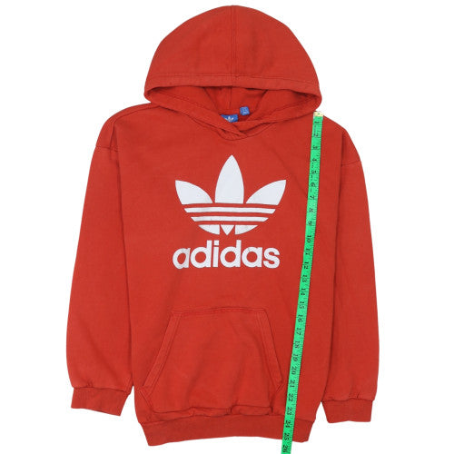 Adidas Womens Red Trefoil Pullover Hoodie Size 14 Cotton Blend
