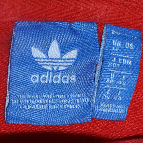 Adidas Womens Red Trefoil Pullover Hoodie Size 14 Cotton Blend