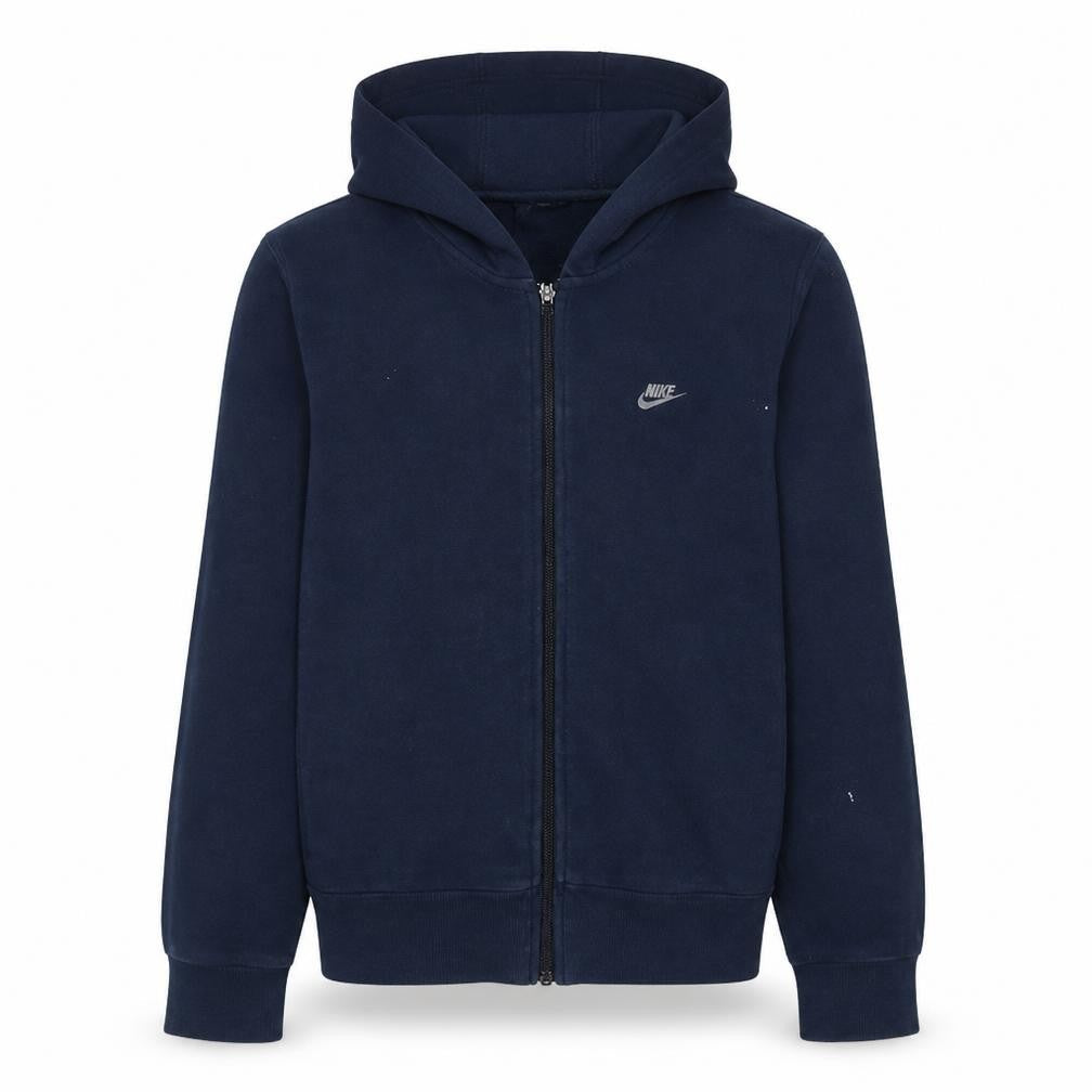 Front view of Nike boys’ blue full zip fleece hoodie -, size 10-11, years regular fit