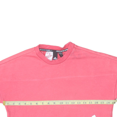 adidas Girls Pink Graphic Logo Pullover Sweatshirt – 14 Years
