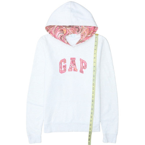 GAP Women White Pullover Hoodie S Stretch Cotton Blend Logo