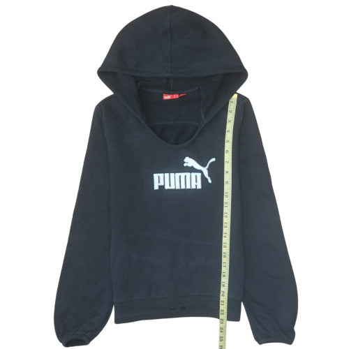 Puma Women's Black Pullover Hoodie Size 10 Cotton Blend Logo Sweatshirt