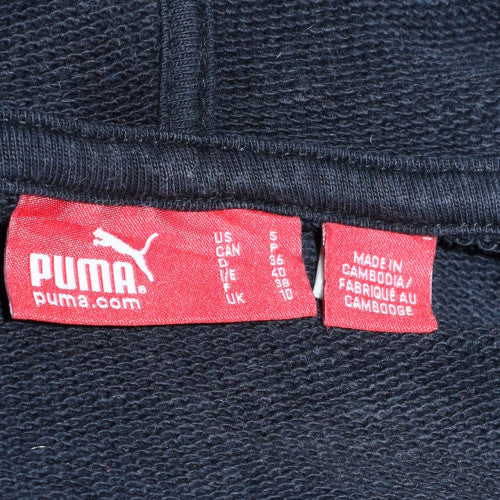 Puma Women's Black Pullover Hoodie Size 10 Cotton Blend Logo Sweatshirt